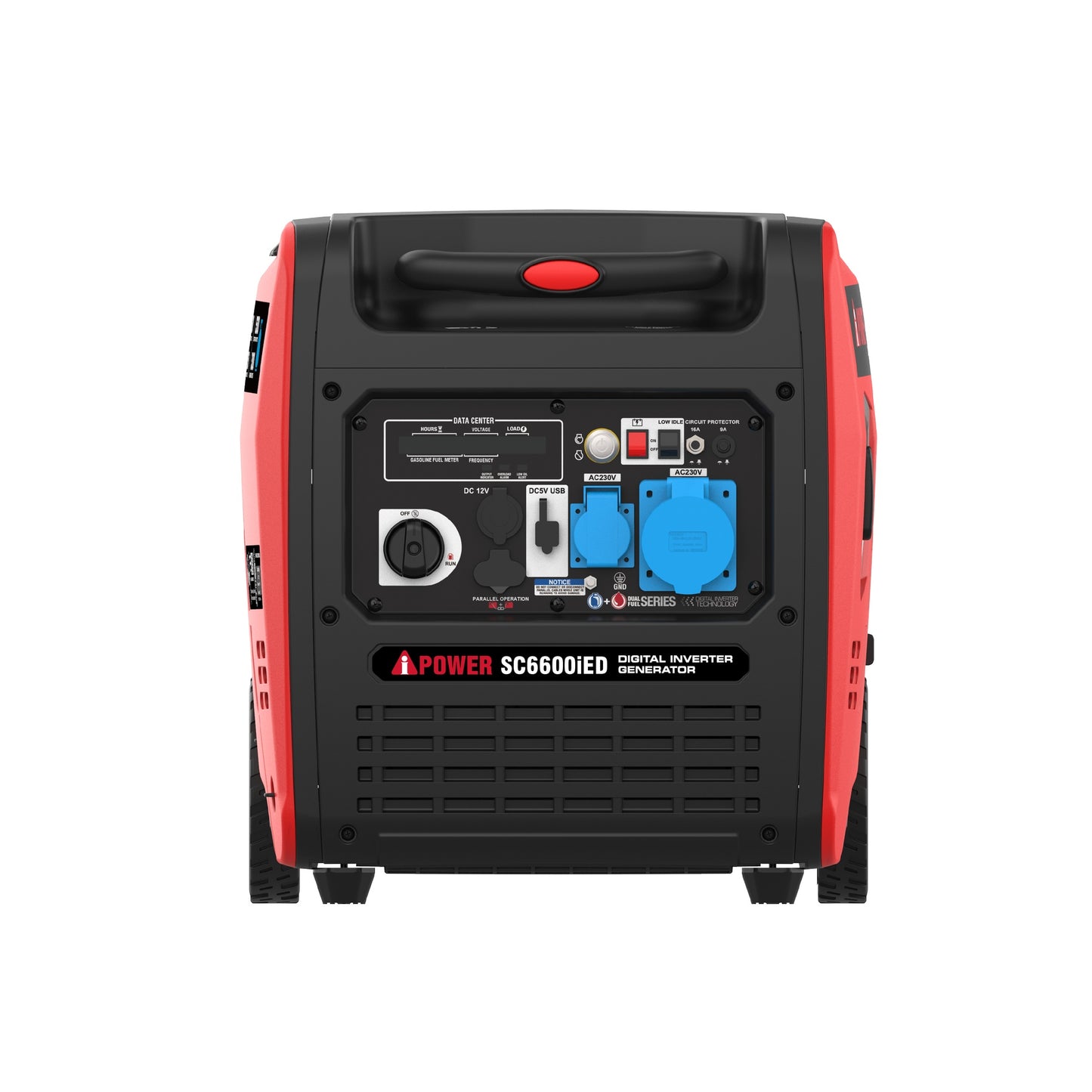 5.5кВт інверторний газ/бензин генератор з електричним стартом A-iPower SC6600i на колесах з ручкою для перевозки