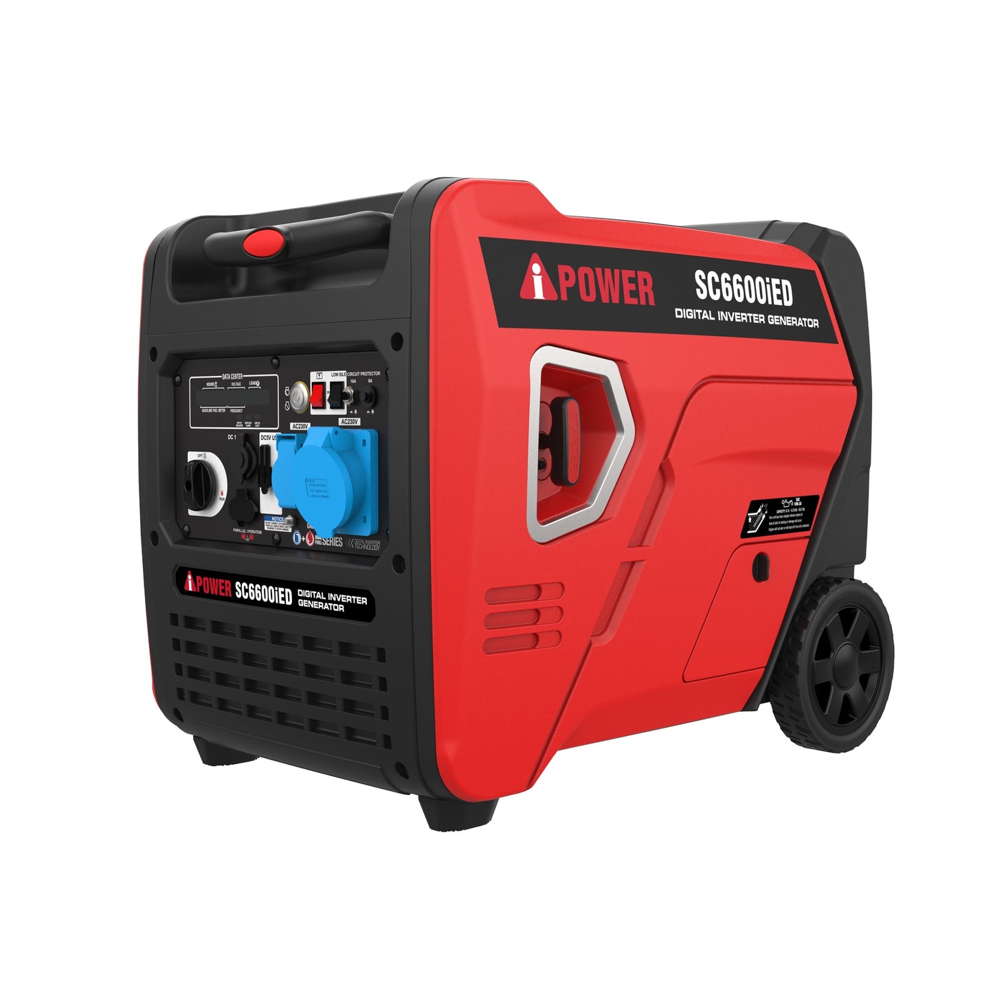 5.5кВт інверторний газ/бензин генератор з електричним стартом A-iPower SC6600i на колесах з ручкою для перевозки