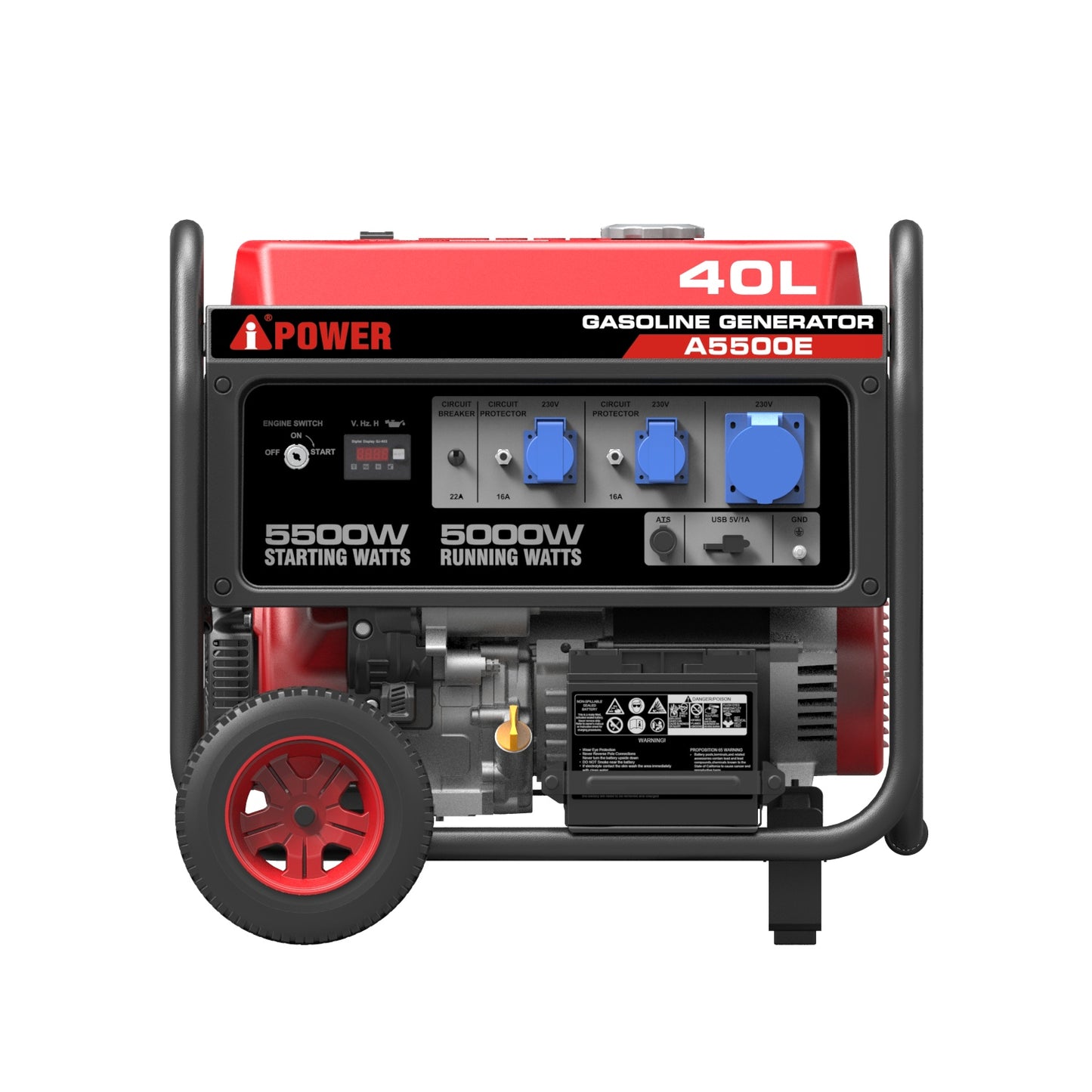 5 кВт синхронний бензиновий генератор A-iPower A5500E з електричним стартером