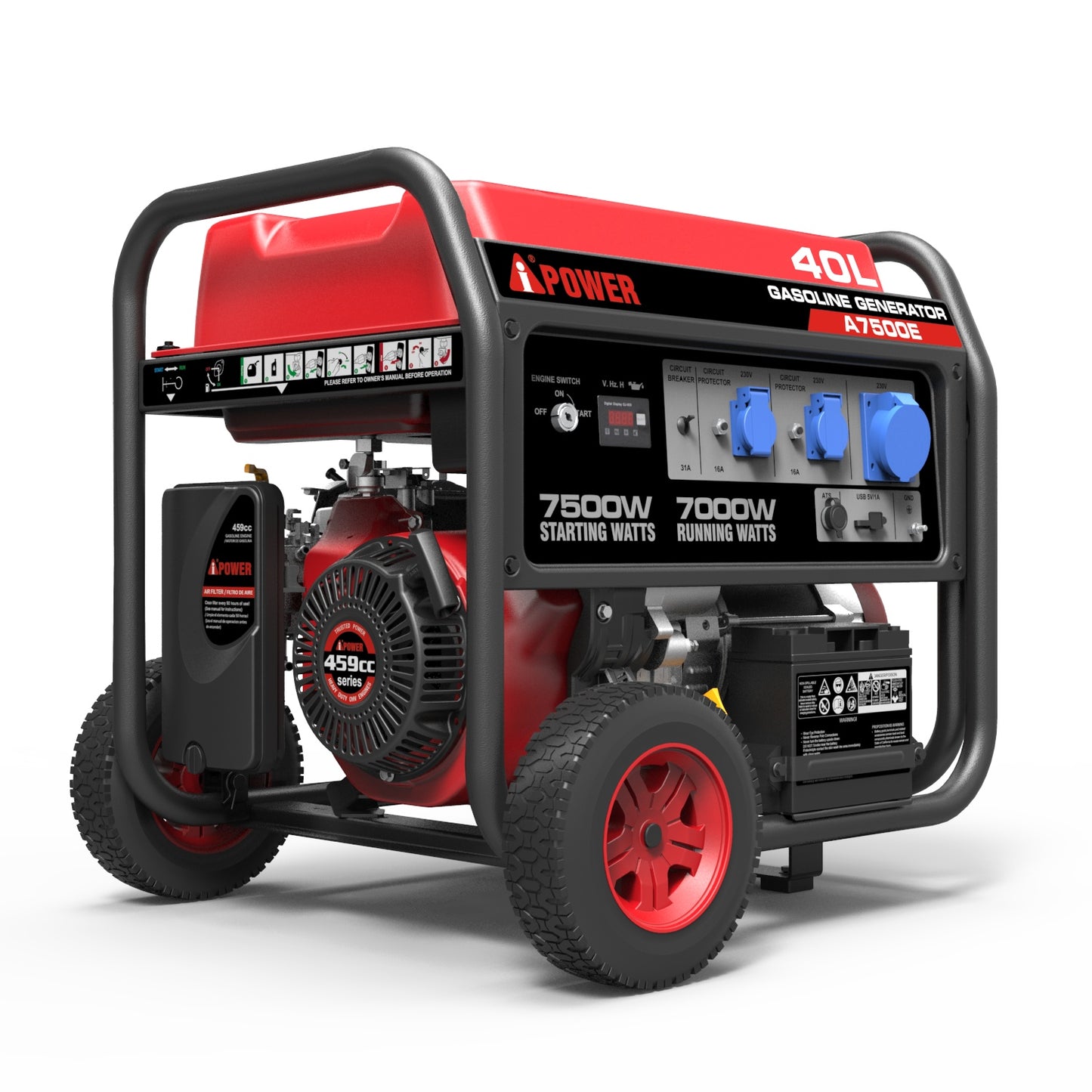 7 кВт синхронний бензиновий генератор A-iPower A7500E з електричним стартером