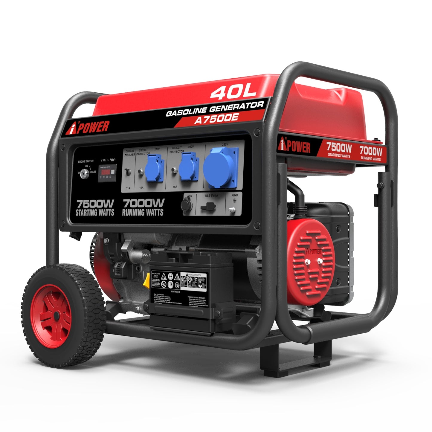 7 кВт синхронний бензиновий генератор A-iPower A7500E з електричним стартером