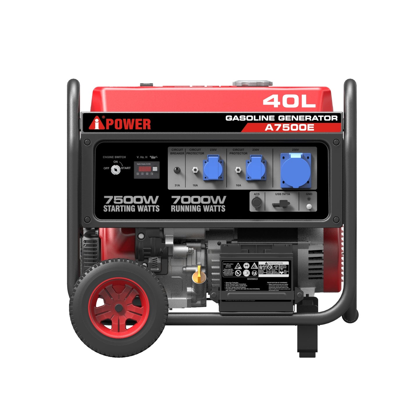 7 кВт синхронний бензиновий генератор A-iPower A7500E з електричним стартером